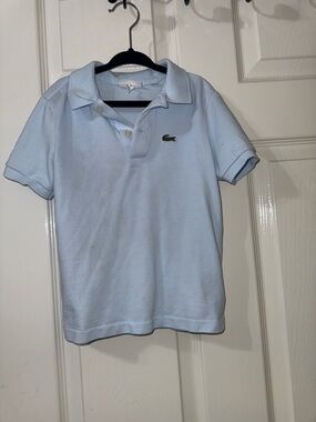Lacoste Light Blue Boys' Polo with Green Crocodile Logo